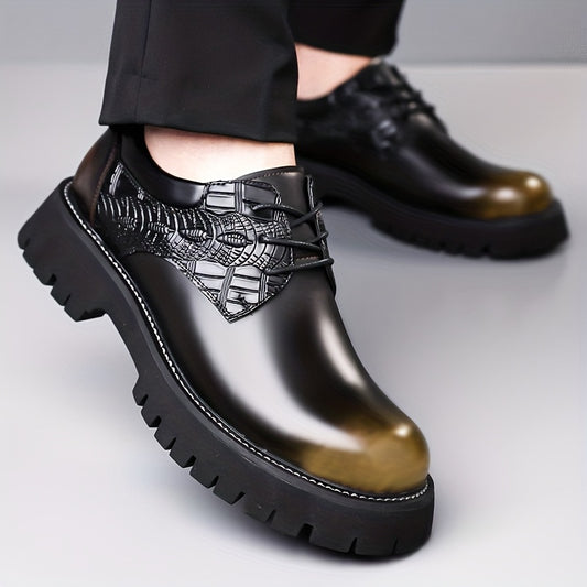 Men'S Business Casual Shoes - Thick Platform Sole for Height Increase & Cushioned Comfort, Lace-Up Formal & Everyday Shoes - Non-Slip Rubber Outsole - All-Season Office, Meetings, Events - Black - Durable & Easy-Clean -like U