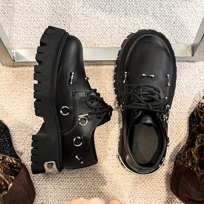 Men's Retro Casual Shoes with Thick Sole Height Increase, Lace-Up, Round Toe, Synthetic Faux Upper, PVC Sole, Breathable Fabric Lining, Comfortable Insole