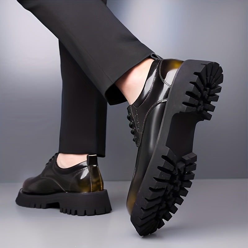 Men's Height-Increasing Business Casual Shoes - Thick Platform Sole & Anti-Slip Rubber Outsole