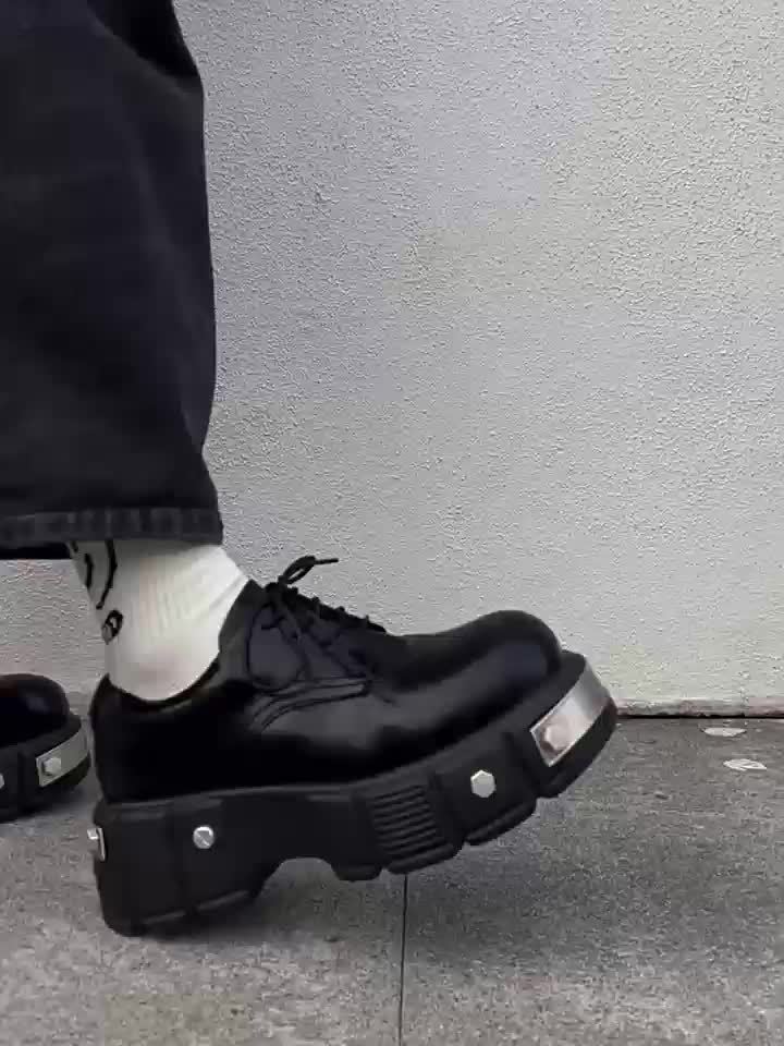 Men's Solid Color High Top Platform Derby Boots, Comfy Non Slip Durable Rubber Sole Microfiber Upper Dress Shoes, Men's Daily Footwear