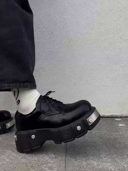 Men's Solid Color High Top Platform Derby Boots, Comfy Non Slip Durable Rubber Sole Microfiber Upper Dress Shoes, Men's Daily Footwear