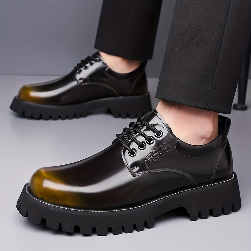 Men's Height-Increasing Business Casual Shoes - Thick Platform Sole & Anti-Slip Rubber Outsole