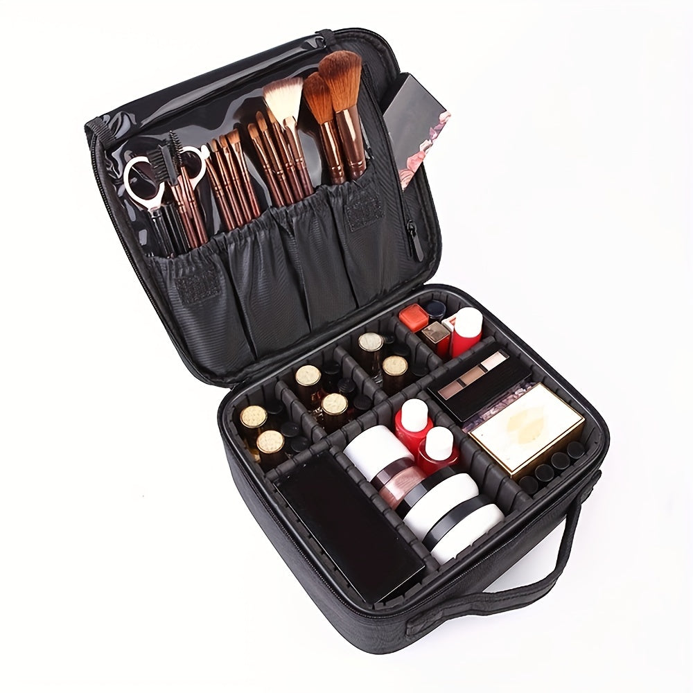 Travel Makeup Train Case Professional Large Capacity Cosmetic Case Make Up Brush Organizer Portable Artist Storage Bag With Adjustable Dividers