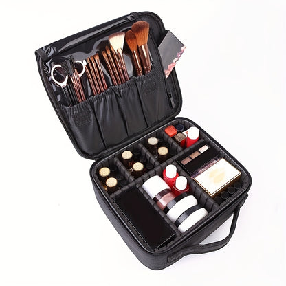 Travel Makeup Train Case Professional Large Capacity Cosmetic Case Make Up Brush Organizer Portable Artist Storage Bag With Adjustable Dividers