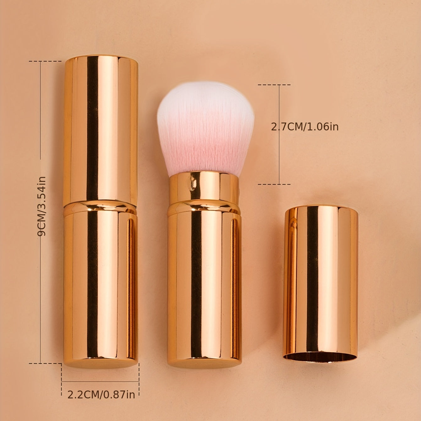 1pc Portable Retractable Makeup Brush Set - Travel Face Blush Brush with Cap for Foundation, Color, Highlight, Contour, Blush, Flawless, Powder Cosmetics (Rose Gold)