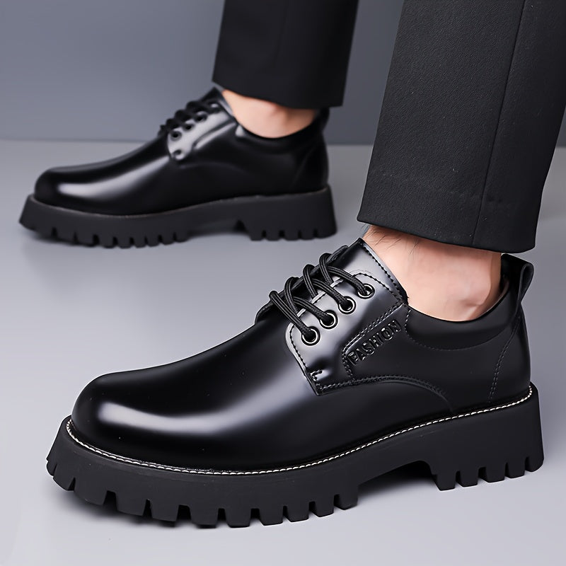 Men's Height-Increasing Business Casual Shoes - Thick Platform Sole & Anti-Slip Rubber Outsole