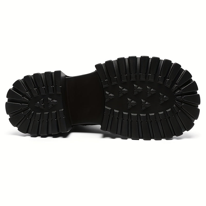 Men's Chunky Platform Zip-Up Ankle Boots - Punk Rock Style Upper & Rubber Sole, Slip-On Design for All-Season Comfort - Ideal for Concerts, Nightclubs, Motorcycle Riding & Casual Outings, Nightclub Footwear, Side Zipper Boot,