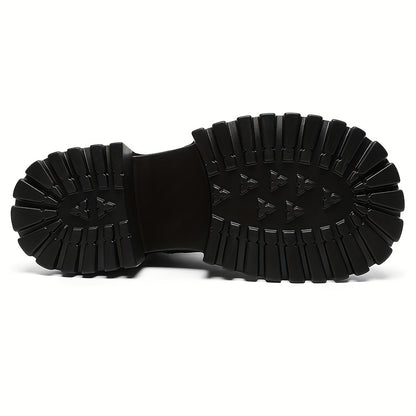 Men's Chunky Platform Zip-Up Ankle Boots - Punk Rock Style Upper & Rubber Sole, Slip-On Design for All-Season Comfort - Ideal for Concerts, Nightclubs, Motorcycle Riding & Casual Outings, Nightclub Footwear, Side Zipper Boot,