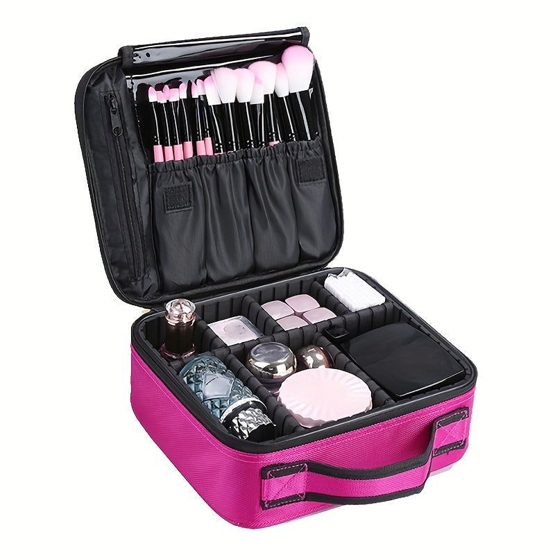 Travel Makeup Train Case Professional Large Capacity Cosmetic Case Make Up Brush Organizer Portable Artist Storage Bag With Adjustable Dividers