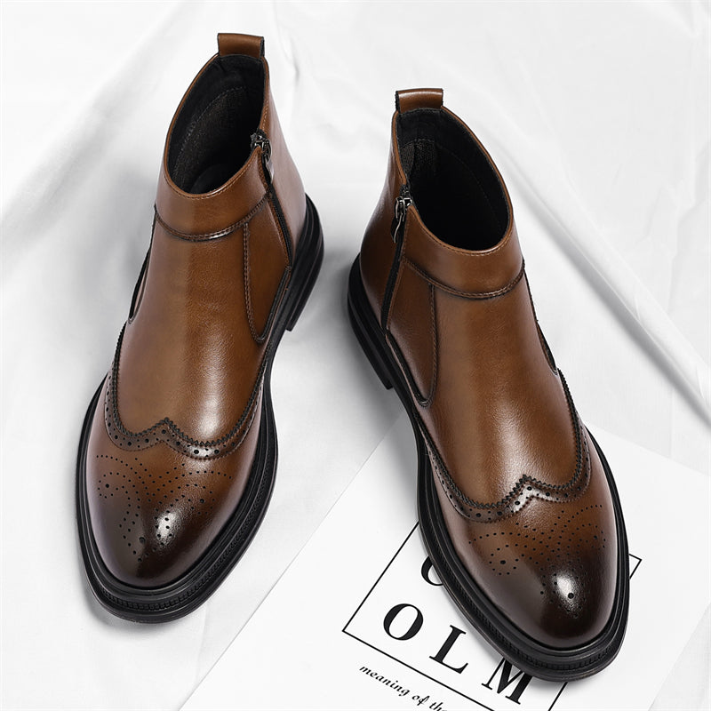 Men's Slip-On/Zipper Chelsea Boots with 3cm Thick Platform