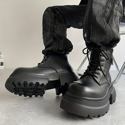 Men's Heavy-Duty Thick Rubber Sole Boots - -Terrain Traction, Upper & Round Toe Design for, Casual & Casual ttire, Sole Boots For Men