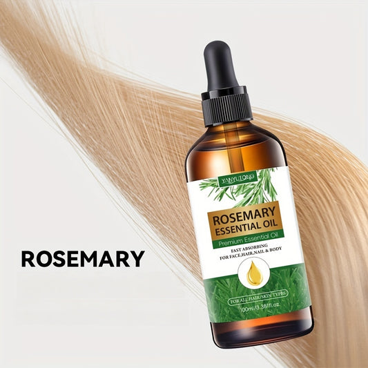 100ml Rosemary Essential Oil, Haircare Product, Moisturizing Scalp Strengthening Oil, for Split End Care, Eyebrows, Eyelashes, Face, Skin, Body, All Hair Types, with Glycerin, Unisex - Adult, Dry Hair, Moisturizing Cream
