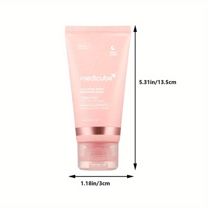 Medicube Collagen Overnight -Off Mask with Mask Brush Set- Elastic and Moisturizing Care, Smooth the Light Beige- Hydrolyzed Collagen Brightens Light Beige- Korean Skincare, 2.53oz