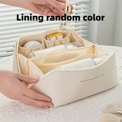 Large-Capacity Travel Cosmetic Bag Portable PU Makeup Pouch Women Waterproof Bathroom Washbag Multifunctional Toiletry Kit