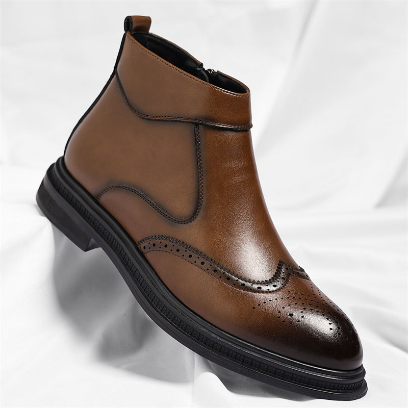 Men's Slip-On/Zipper Chelsea Boots with 3cm Thick Platform