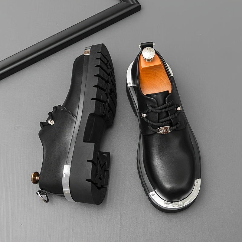 Men'S Genuine Oxford Shoes - Thick Sole, Lace-Up, Round Toe, Black & Brown, Casual & Formal Wear, All-Season Comfort, Rubber Sole, Microfiber Upper, Perfect for Office, Parties, and Outdoor Events, Formal Footwear | Classic O