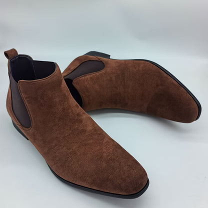 Men's Black Chelsea Boots - Elastic Panel Round Toe Ankle Booties