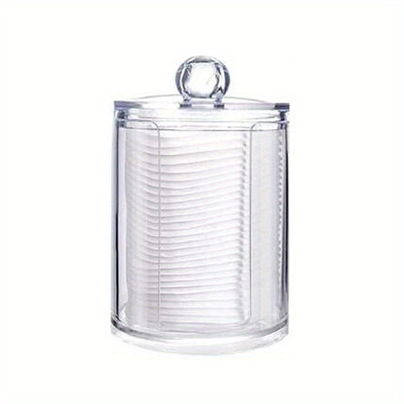 1/2/3pcs Clear Acrylic Makeup Organizer With Cotton Pad Swab Holder And Makeup Pads Jar - Efficient Cosmetic Storage Box For Makeup And Skincare Products