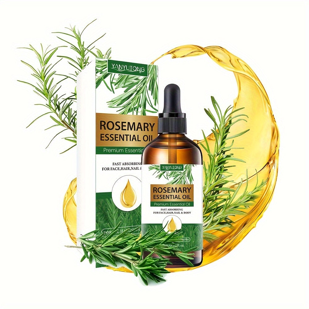 100ml Rosemary Essential Oil, Haircare Product, Moisturizing Scalp Strengthening Oil, for Split End Care, Eyebrows, Eyelashes, Face, Skin, Body, All Hair Types, with Glycerin, Unisex - Adult, Dry Hair, Moisturizing Cream