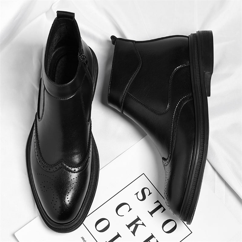Men's Slip-On/Zipper Chelsea Boots with 3cm Thick Platform