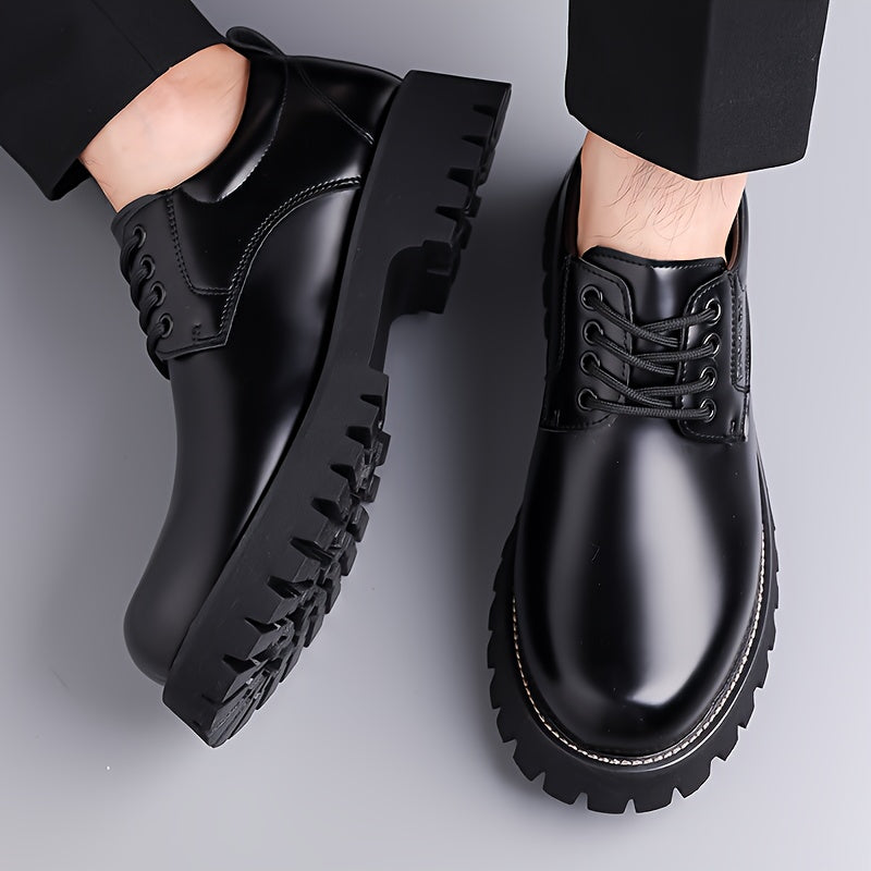 Men's Height-Increasing Business Casual Shoes - Thick Platform Sole & Anti-Slip Rubber Outsole