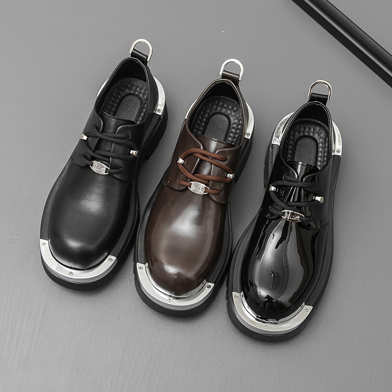 Men'S Genuine Oxford Shoes - Thick Sole, Lace-Up, Round Toe, Black & Brown, Casual & Formal Wear, All-Season Comfort, Rubber Sole, Microfiber Upper, Perfect for Office, Parties, and Outdoor Events, Formal Footwear | Classic O