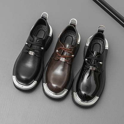 Men'S Genuine Oxford Shoes - Thick Sole, Lace-Up, Round Toe, Black & Brown, Casual & Formal Wear, All-Season Comfort, Rubber Sole, Microfiber Upper, Perfect for Office, Parties, and Outdoor Events, Formal Footwear | Classic O