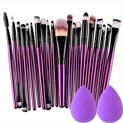 20Pcs Makeup Brushes Set Professional Soft Synthetic Hair Powder Foundation Eyeshadow Make Up Brushes Cosmetics Ideal For Makeup Beginners