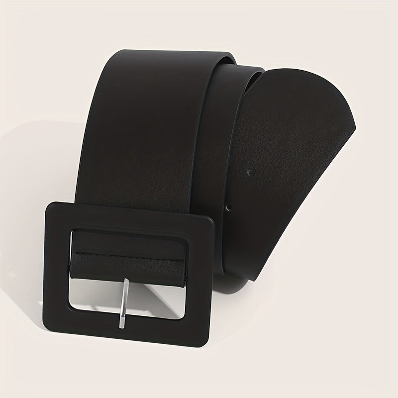 Plus Size Wide PU Belt Simple Square Buckle Women Coat Belt Trend Dress Girdle Decorative Waistband