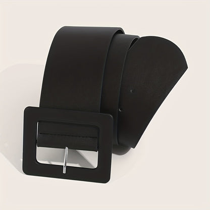 Plus Size Wide PU Belt Simple Square Buckle Women Coat Belt Trend Dress Girdle Decorative Waistband