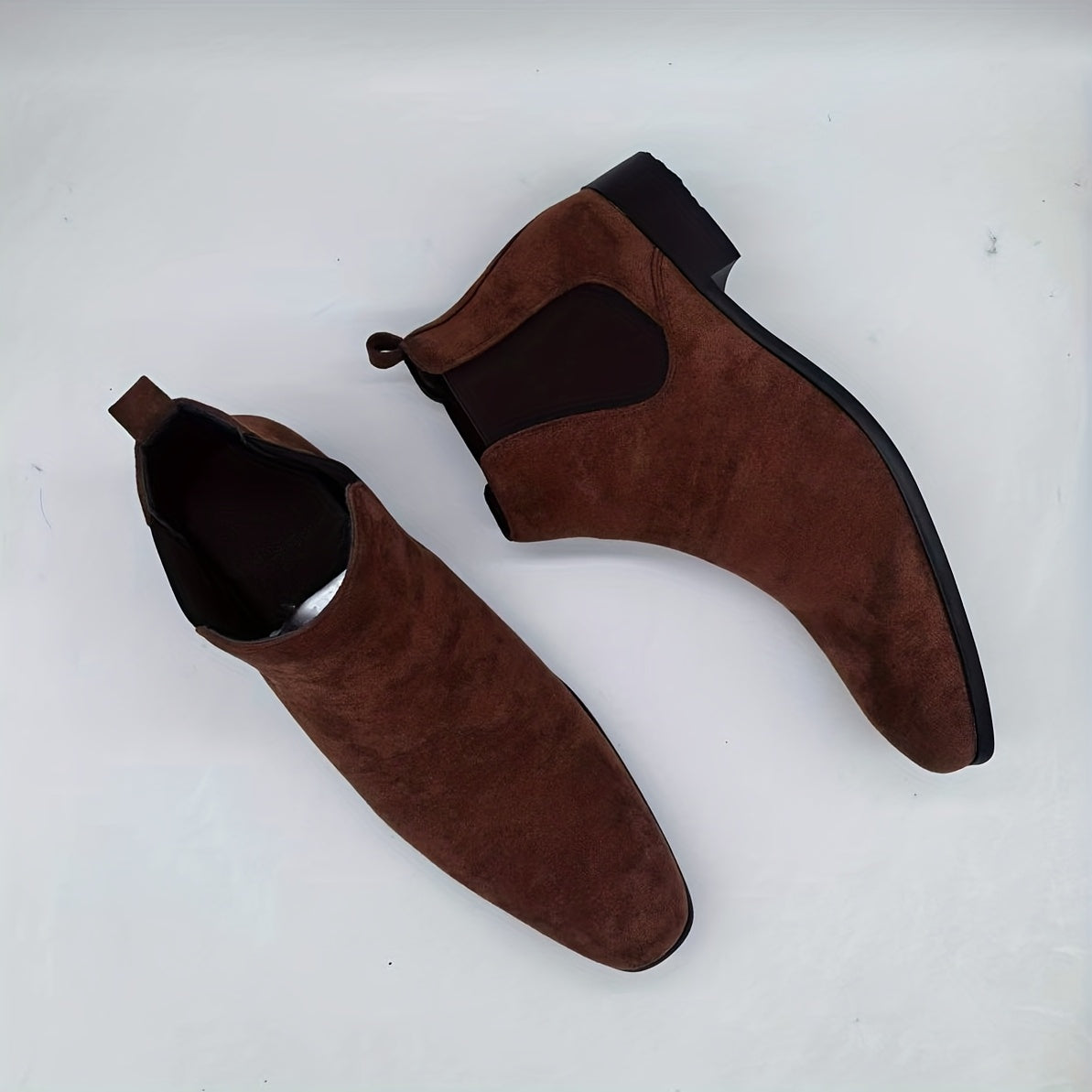 Men's Black Chelsea Boots - Elastic Panel Round Toe Ankle Booties