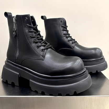 Men's Heavy-Duty Thick Rubber Sole Boots - -Terrain Traction, Upper & Round Toe Design for, Casual & Casual ttire, Sole Boots For Men