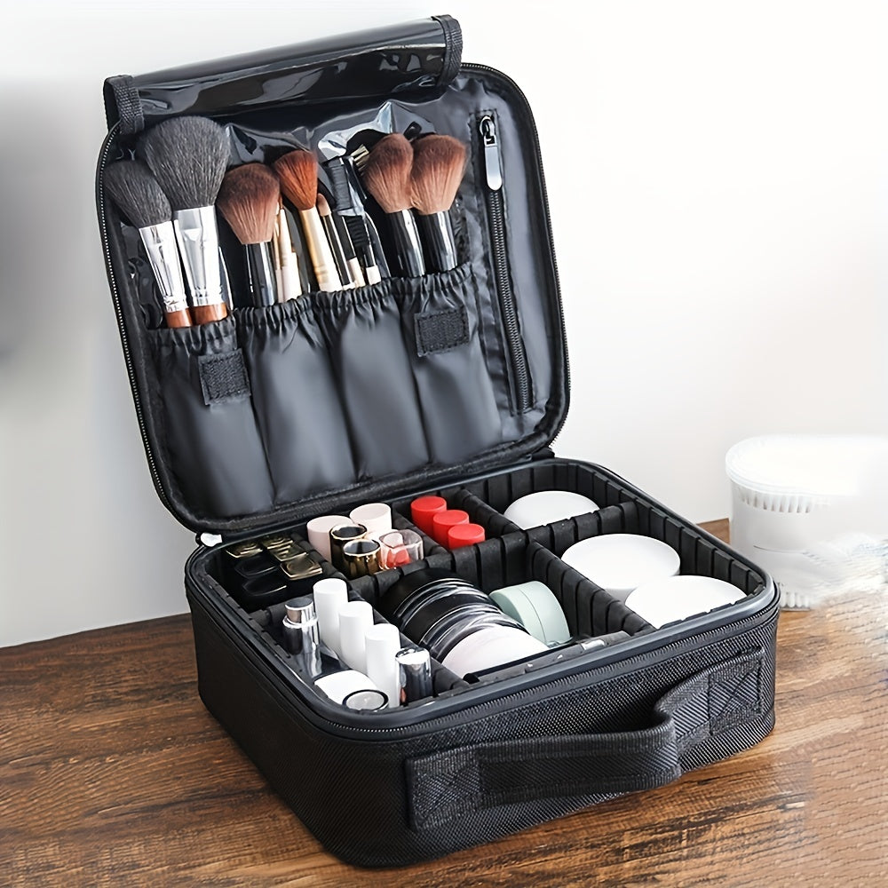 Travel Makeup Train Case Professional Large Capacity Cosmetic Case Make Up Brush Organizer Portable Artist Storage Bag With Adjustable Dividers