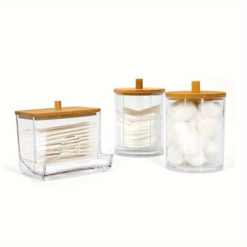 1/2/3pcs Clear Acrylic Makeup Organizer With Cotton Pad Swab Holder And Makeup Pads Jar - Efficient Cosmetic Storage Box For Makeup And Skincare Products