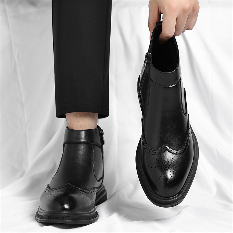 Men's Slip-On/Zipper Chelsea Boots with 3cm Thick Platform