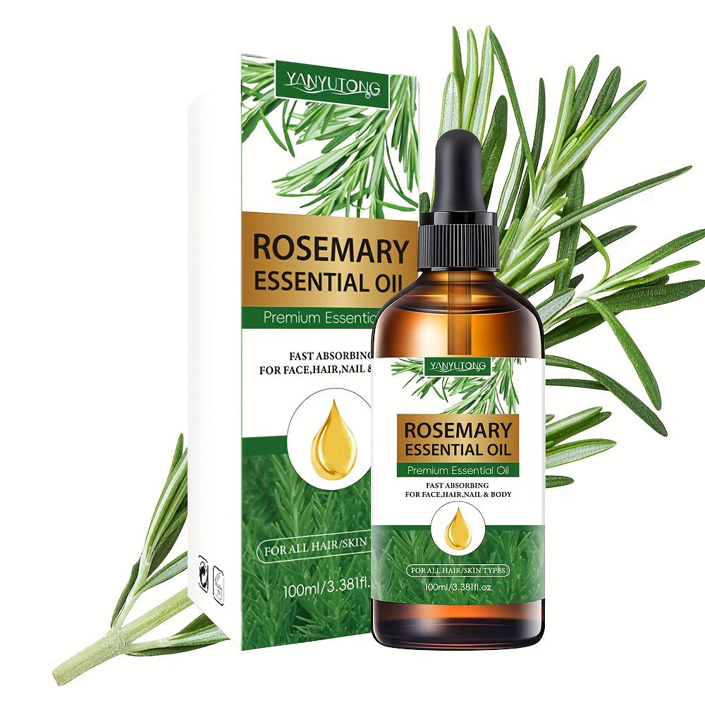 100ml Rosemary Essential Oil, Haircare Product, Moisturizing Scalp Strengthening Oil, for Split End Care, Eyebrows, Eyelashes, Face, Skin, Body, All Hair Types, with Glycerin, Unisex - Adult, Dry Hair, Moisturizing Cream