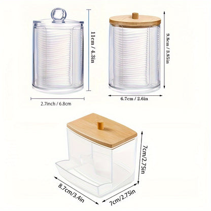 1/2/3pcs Clear Acrylic Makeup Organizer With Cotton Pad Swab Holder And Makeup Pads Jar - Efficient Cosmetic Storage Box For Makeup And Skincare Products