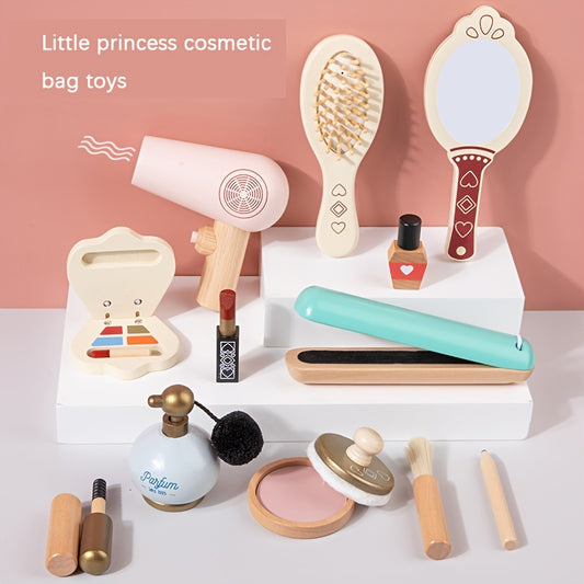 Wooden Playhouse Toy Youngsters's Simulation Dressing Table Makeup Toy Girl Princess Set Cosmetics, Suitable for Youngsters Over 3 Years Old, Perfect for Winter, New Year