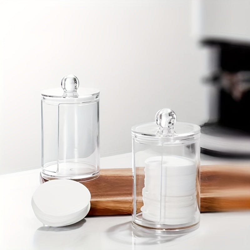 1/2/3pcs Clear Acrylic Makeup Organizer With Cotton Pad Swab Holder And Makeup Pads Jar - Efficient Cosmetic Storage Box For Makeup And Skincare Products