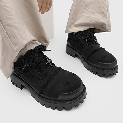 Men's All-Season Low-Top Lace-Up Casual Shoes - Multi-Color Options (Black/Brown/Tan) - PU /Fabric Upper & Rubber Sole - Wedding, Outdoor, Office & Casual Attire - Comfortable Round-Toe Dress Sneakers