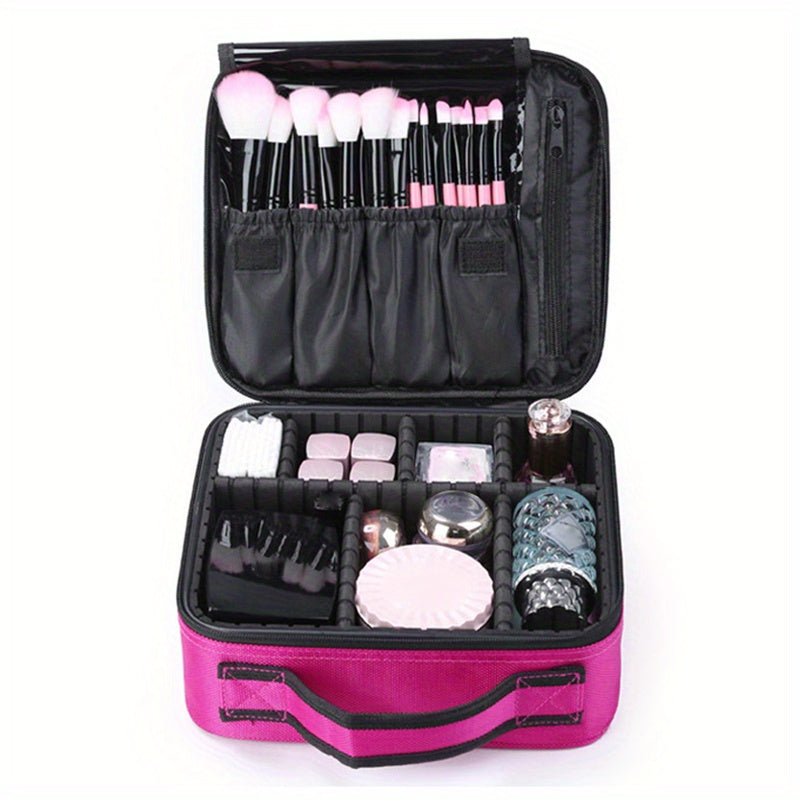 Travel Makeup Train Case Professional Large Capacity Cosmetic Case Make Up Brush Organizer Portable Artist Storage Bag With Adjustable Dividers