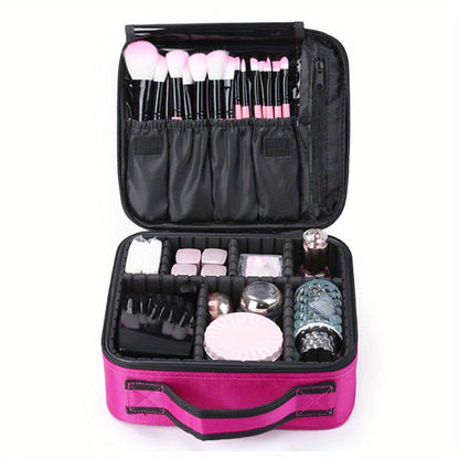 Travel Makeup Train Case Professional Large Capacity Cosmetic Case Make Up Brush Organizer Portable Artist Storage Bag With Adjustable Dividers