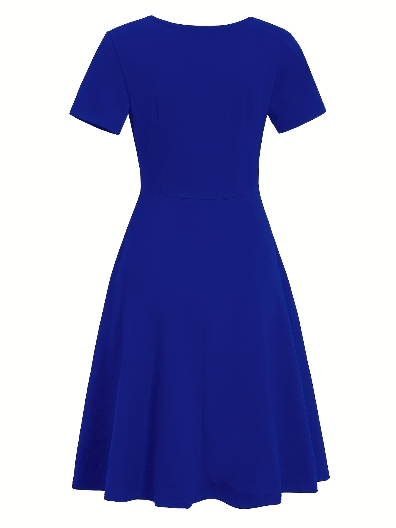 Short Sleeve V Neck Dress, Solid Casual Dress For Summer & Spring, Women's Clothing