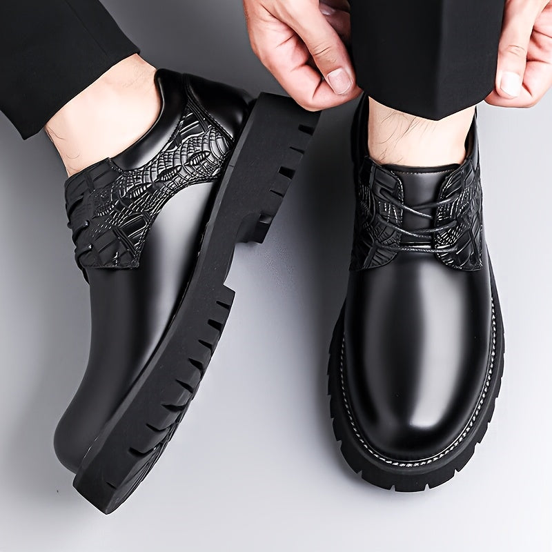 Men'S Business Casual Shoes - Thick Platform Sole for Height Increase & Cushioned Comfort, Lace-Up Formal & Everyday Shoes - Non-Slip Rubber Outsole - All-Season Office, Meetings, Events - Black - Durable & Easy-Clean -like U