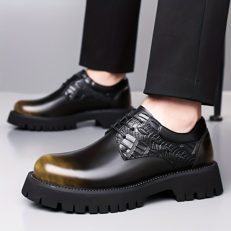 Men'S Business Casual Shoes - Thick Platform Sole for Height Increase & Cushioned Comfort, Lace-Up Formal & Everyday Shoes - Non-Slip Rubber Outsole - All-Season Office, Meetings, Events - Black - Durable & Easy-Clean -like U