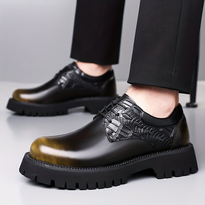 Men'S Business Casual Shoes - Thick Platform Sole for Height Increase & Cushioned Comfort, Lace-Up Formal & Everyday Shoes - Non-Slip Rubber Outsole - All-Season Office, Meetings, Events - Black - Durable & Easy-Clean -like U