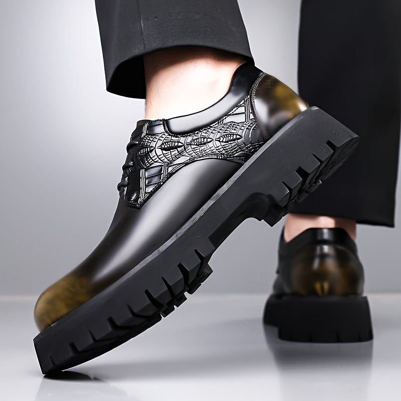 Men'S Business Casual Shoes - Thick Platform Sole for Height Increase & Cushioned Comfort, Lace-Up Formal & Everyday Shoes - Non-Slip Rubber Outsole - All-Season Office, Meetings, Events - Black - Durable & Easy-Clean -like U