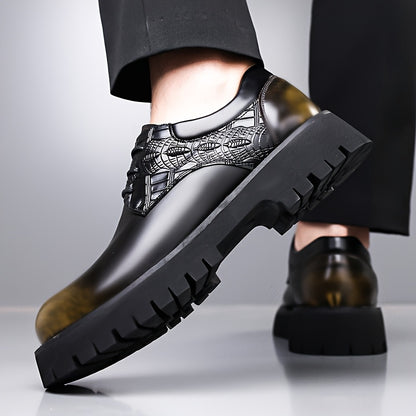 Men'S Business Casual Shoes - Thick Platform Sole for Height Increase & Cushioned Comfort, Lace-Up Formal & Everyday Shoes - Non-Slip Rubber Outsole - All-Season Office, Meetings, Events - Black - Durable & Easy-Clean -like U