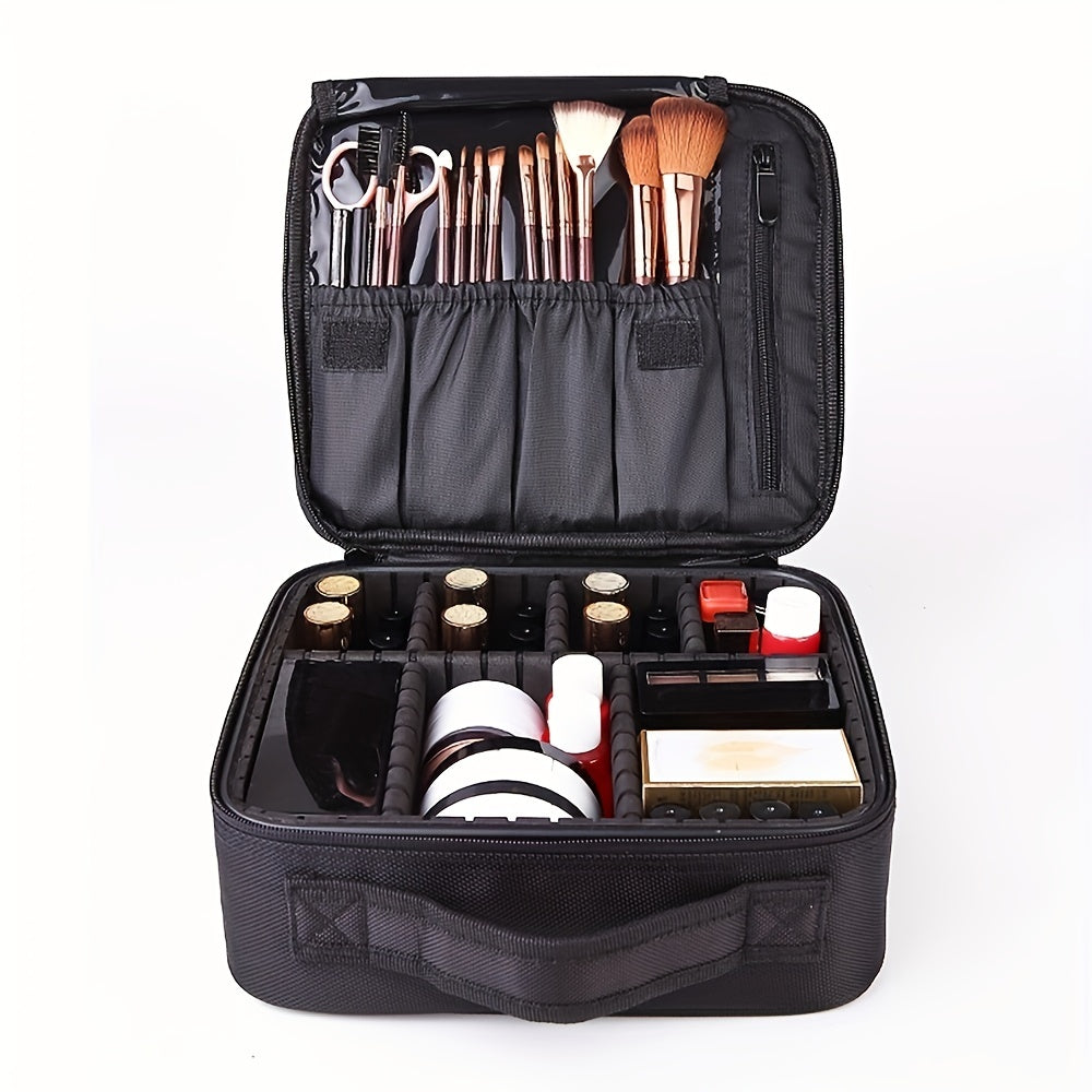 Travel Makeup Train Case Professional Large Capacity Cosmetic Case Make Up Brush Organizer Portable Artist Storage Bag With Adjustable Dividers