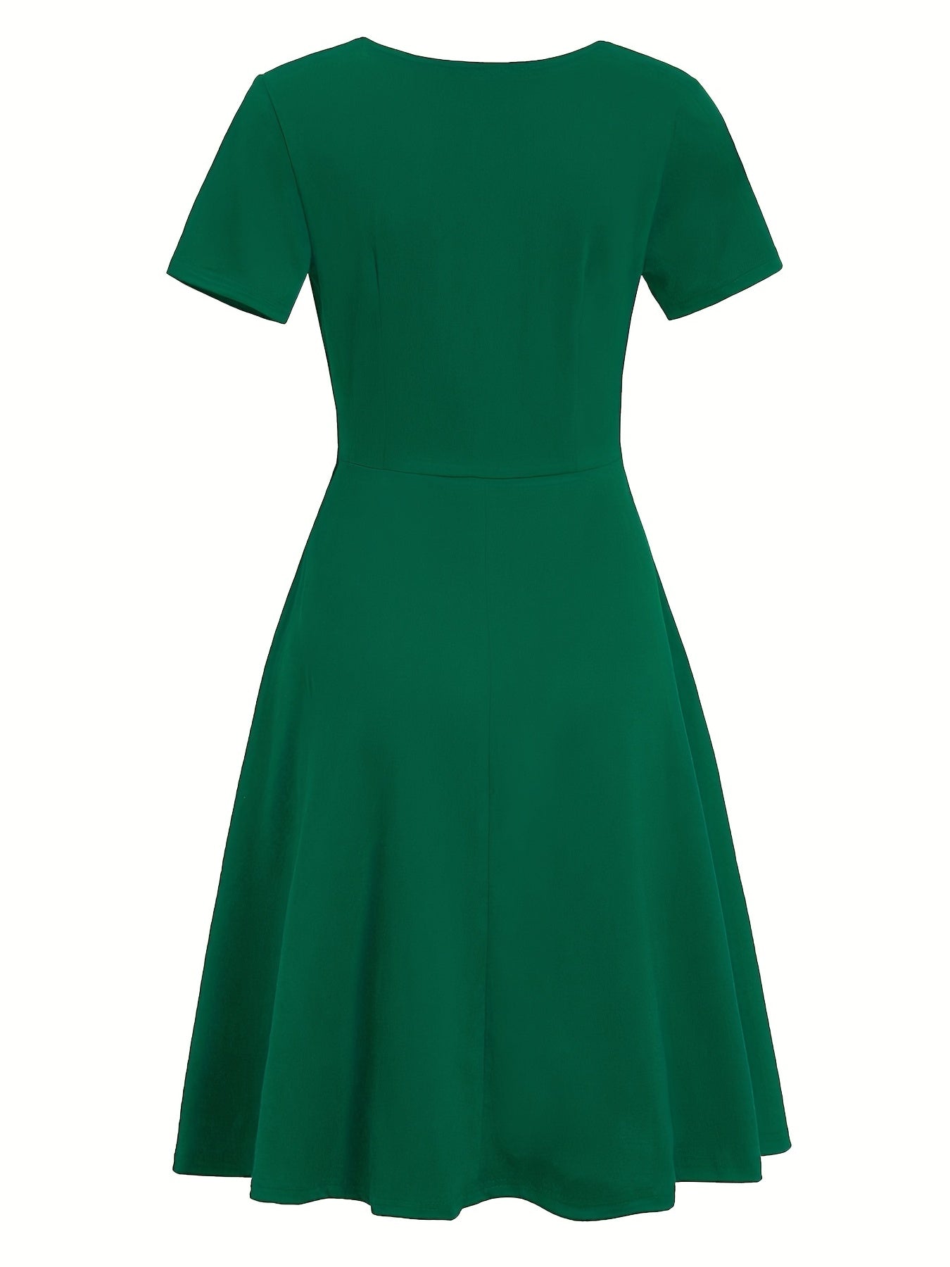 Short Sleeve V Neck Dress, Solid Casual Dress For Summer & Spring, Women's Clothing